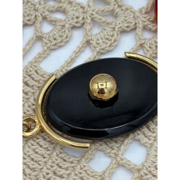 VTG 70s MOD Hippie Lucite Acrylic Women's Belt Faux Tortoise Gold Tone Boho - Picture 5 of 8